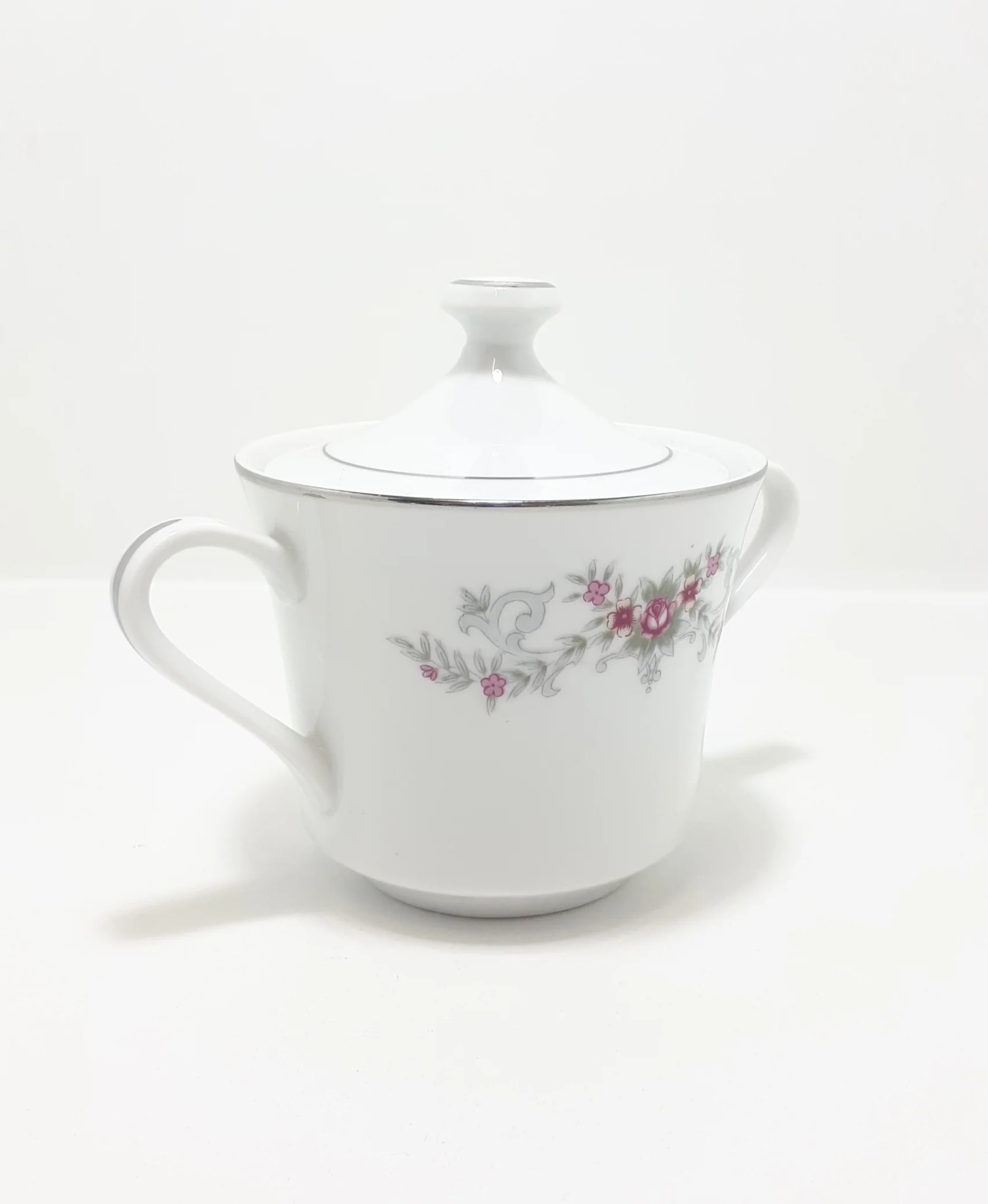 Vintage 1960’s Lara Ware Fine Porcelain Lidded Sugar Bowl With Double Handles - Image 3