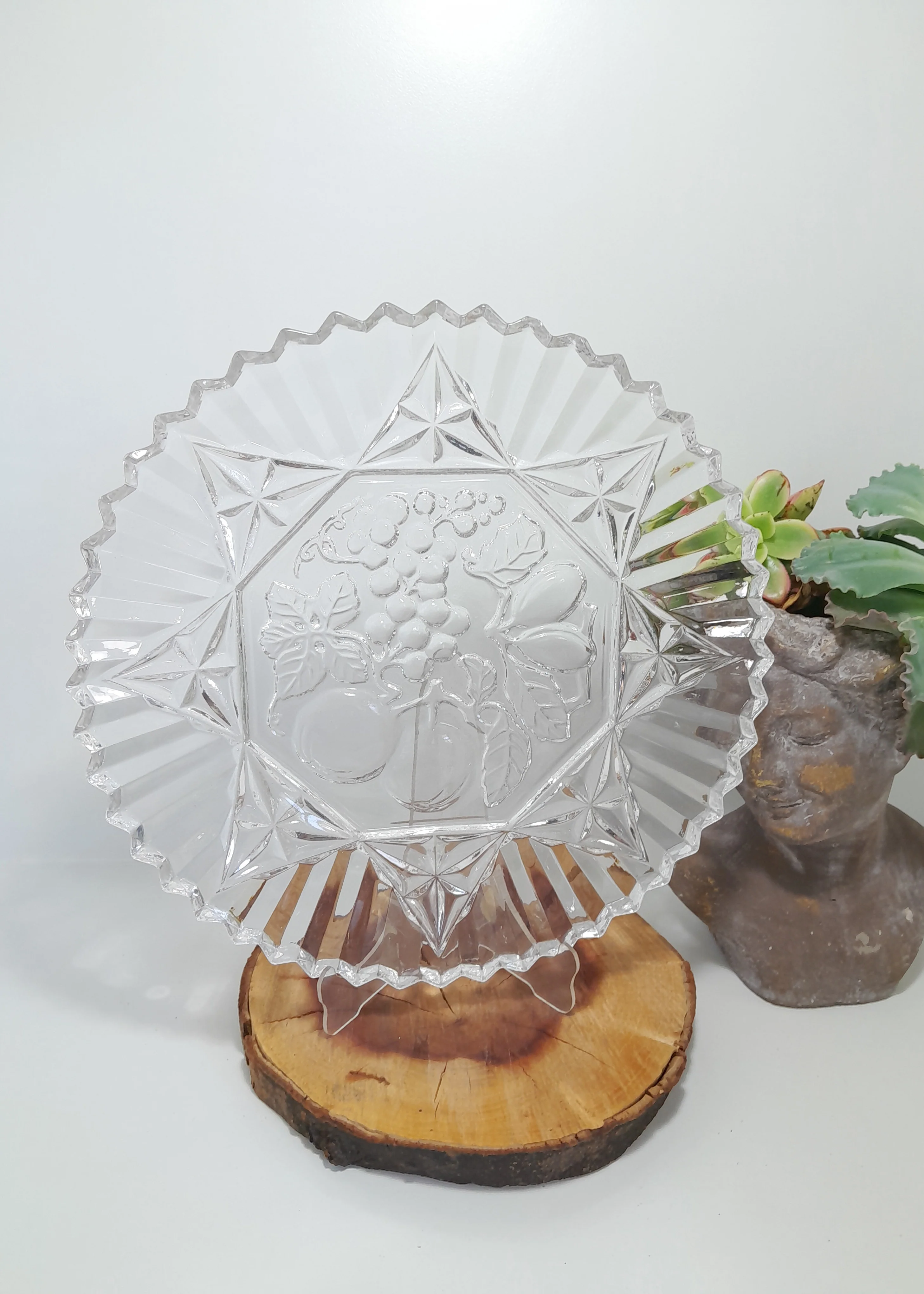 Vintage Clear Federal Glass Serving Platter – Pioneer Fruit Pattern - Image 2