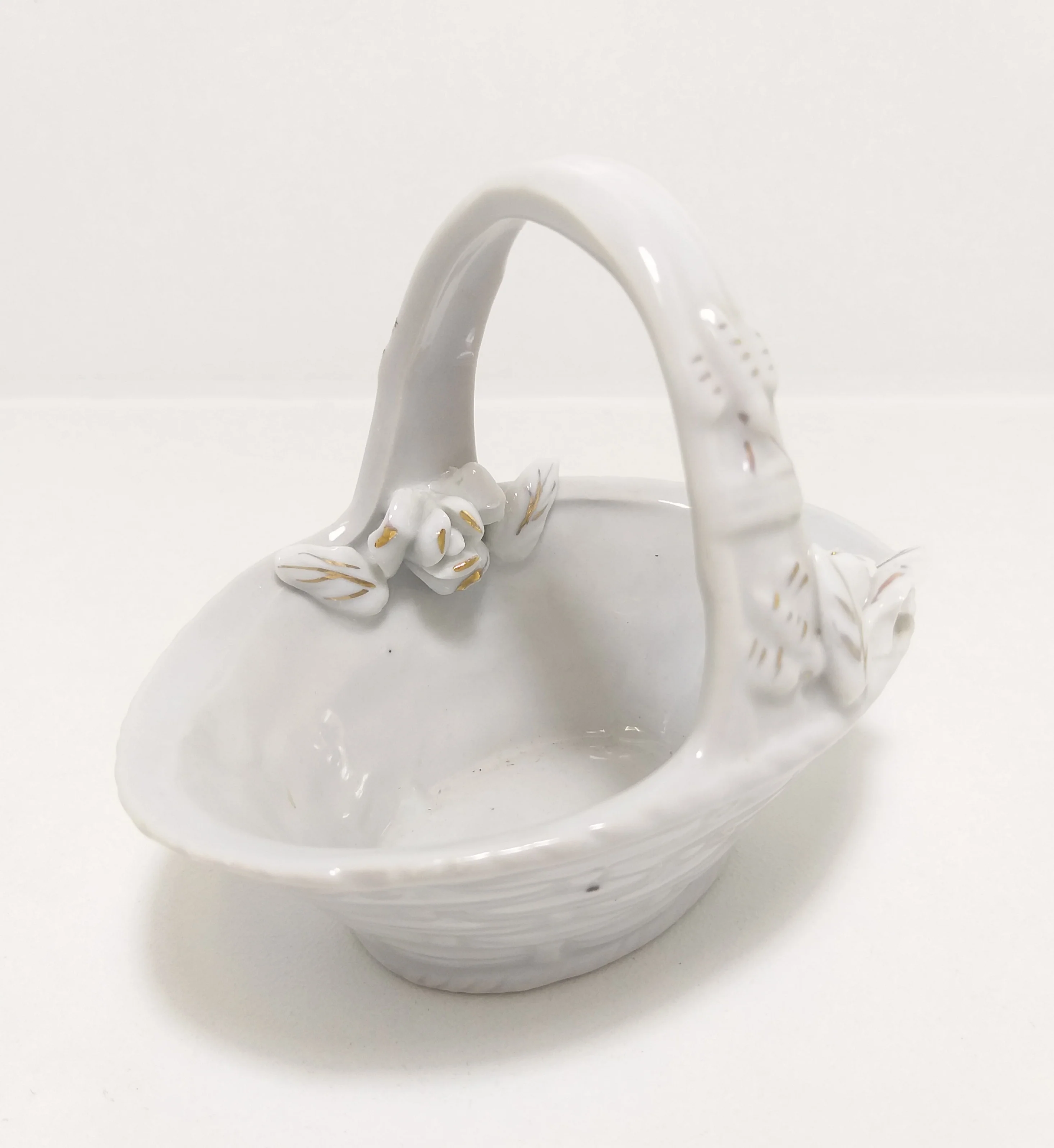Vintage Fine Porcelain Basket Design Trinket Bowl - Image 5