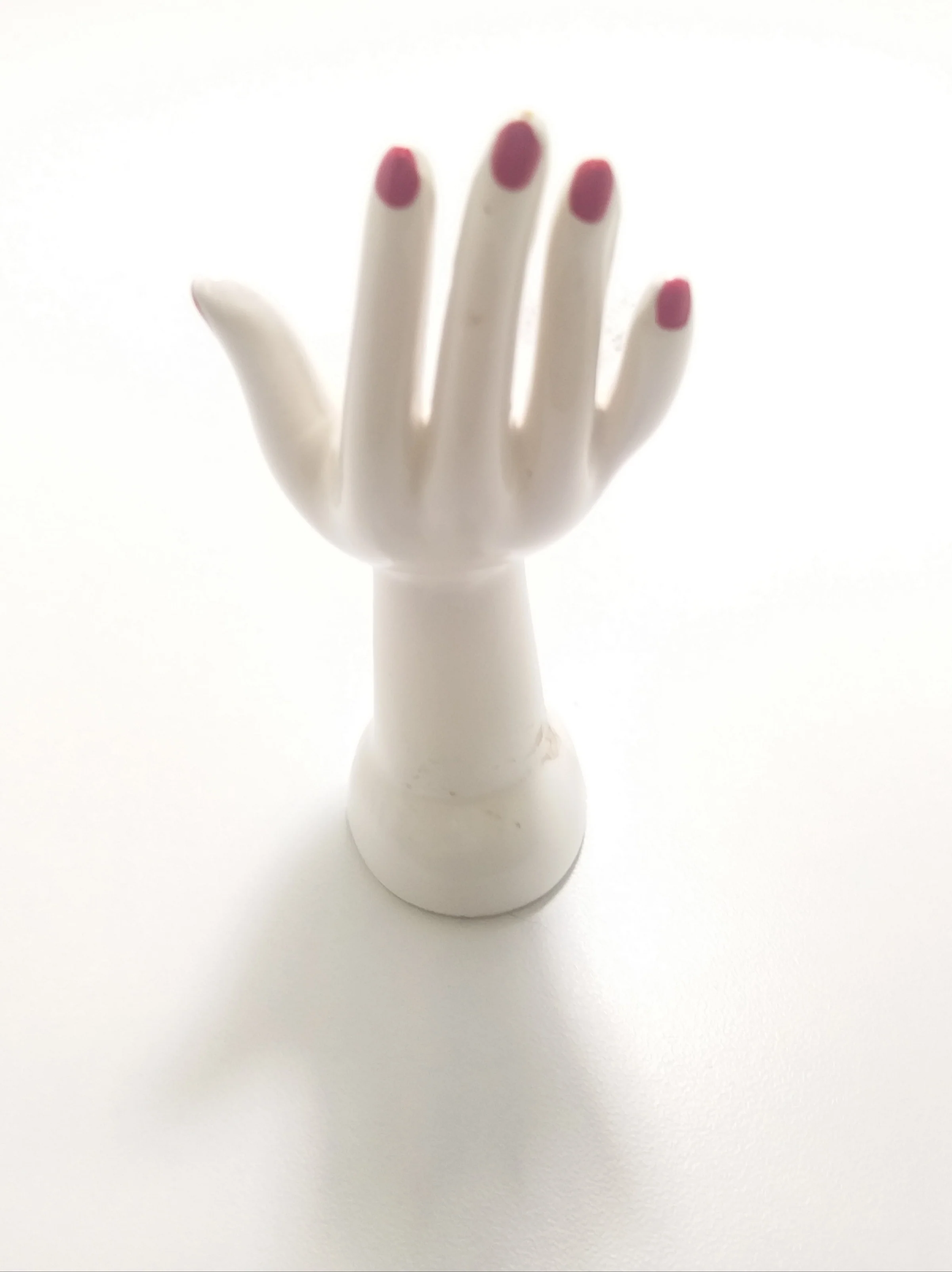 Vintage Ladies Dresser Fine Porcelain Hand Design Ring Stand - Image 5