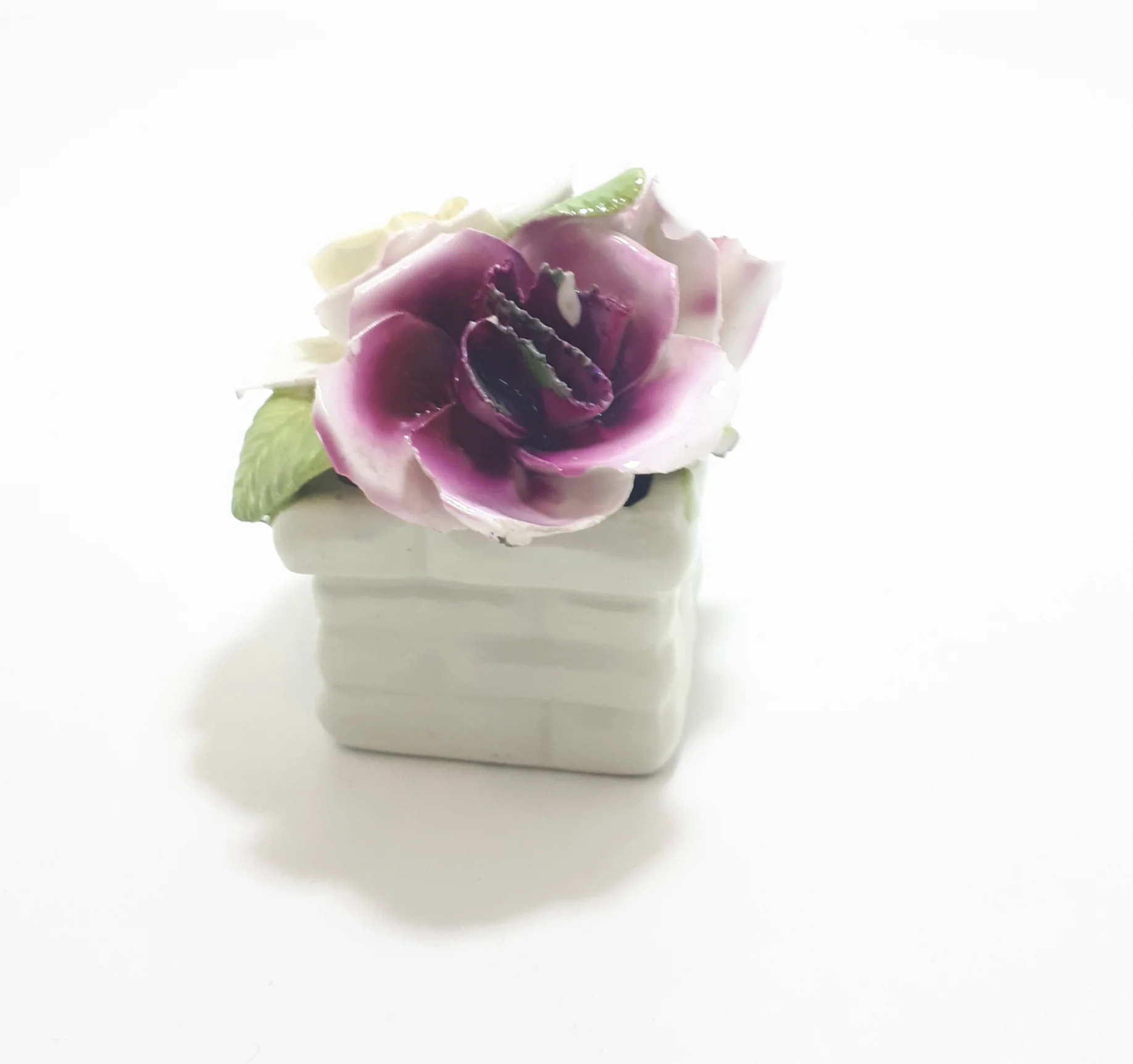 Vintage Miniature 1970’s Thorley China Fine Porcelain Rose Bouquet In Basket - Image 2