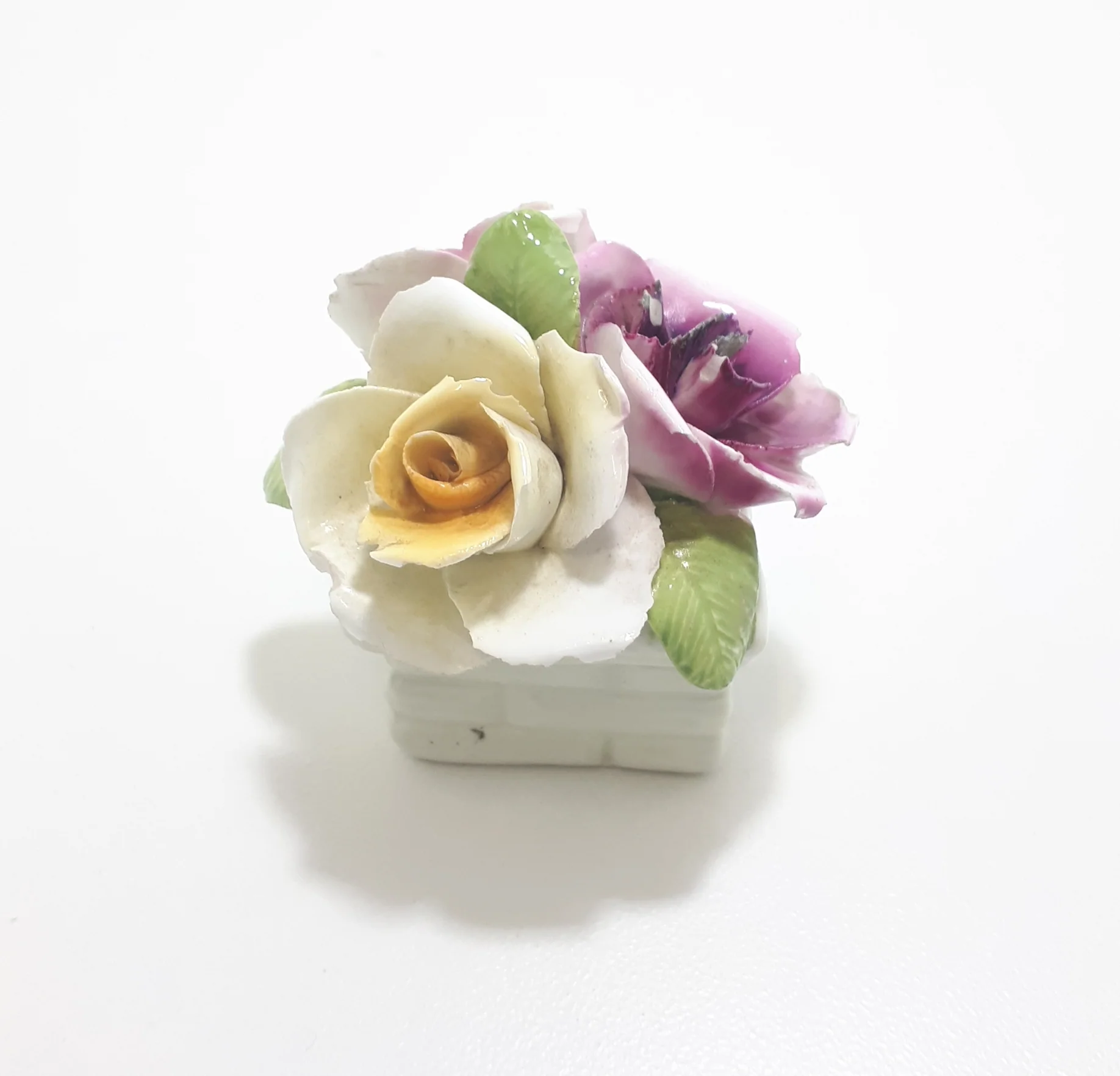 Vintage Miniature 1970’s Thorley China Fine Porcelain Rose Bouquet In Basket - Image 7