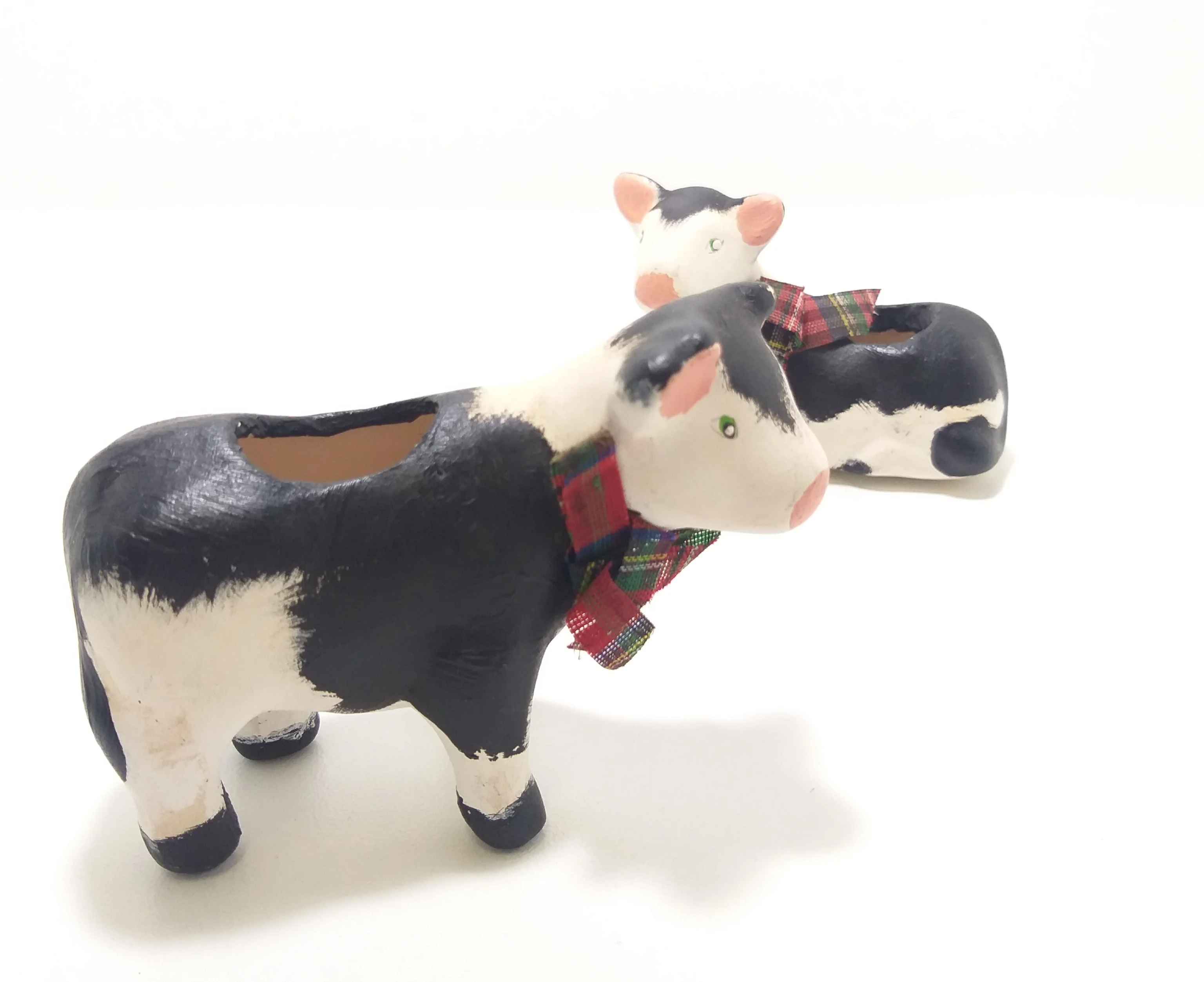 Vintage Set Of Two Ceramic Cow Figurine Toothpick Holders - Image 4