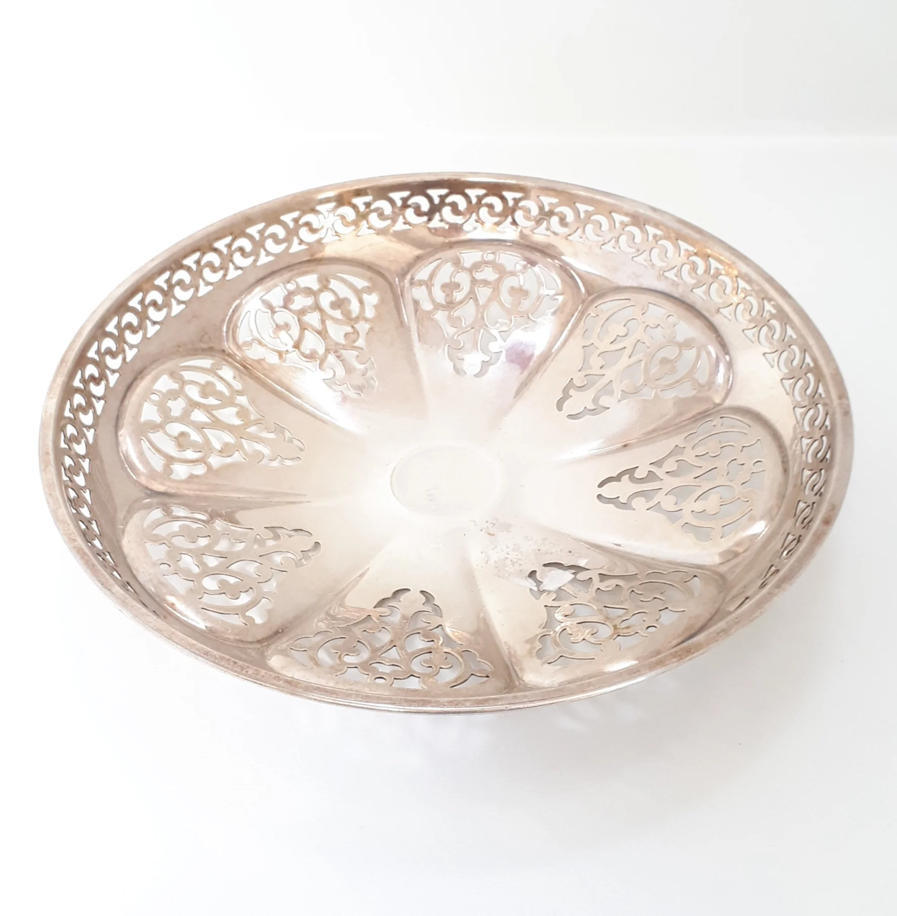 Vintage Silver Plated Pierced Metal Bowl