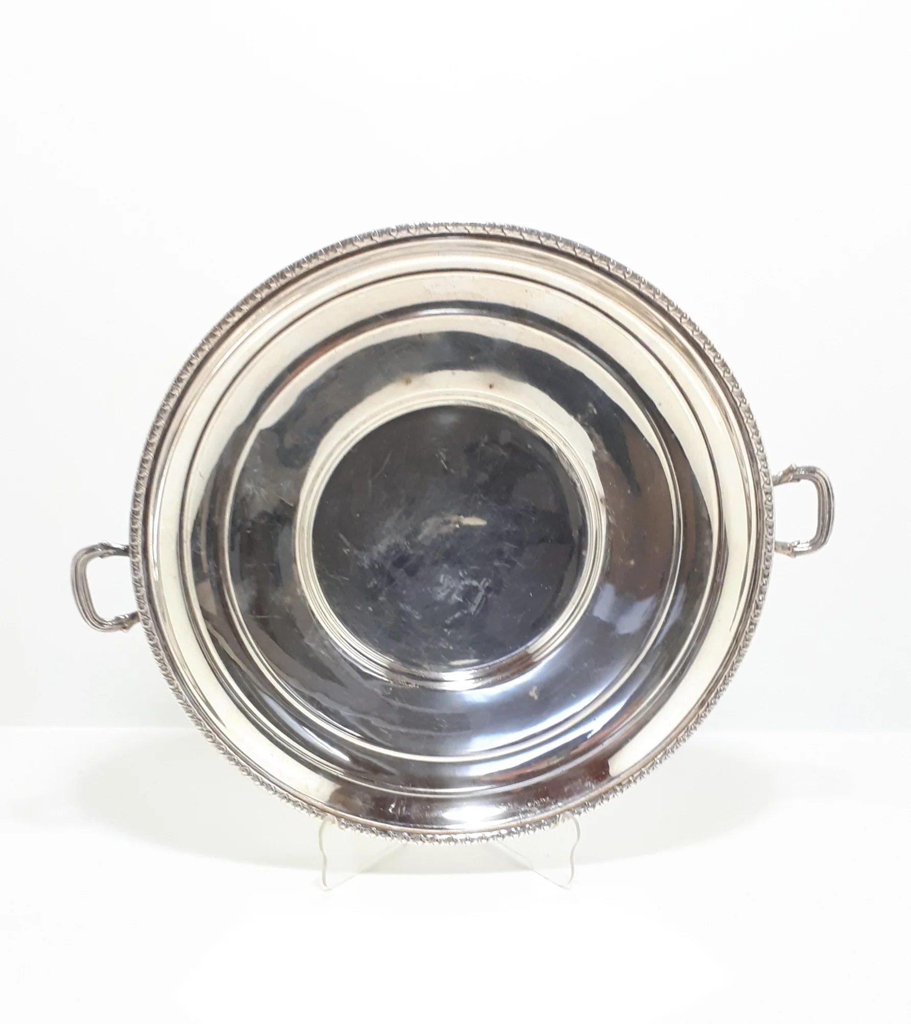 Vintage Silver Plated Round Seranco Serving Plate With Handles