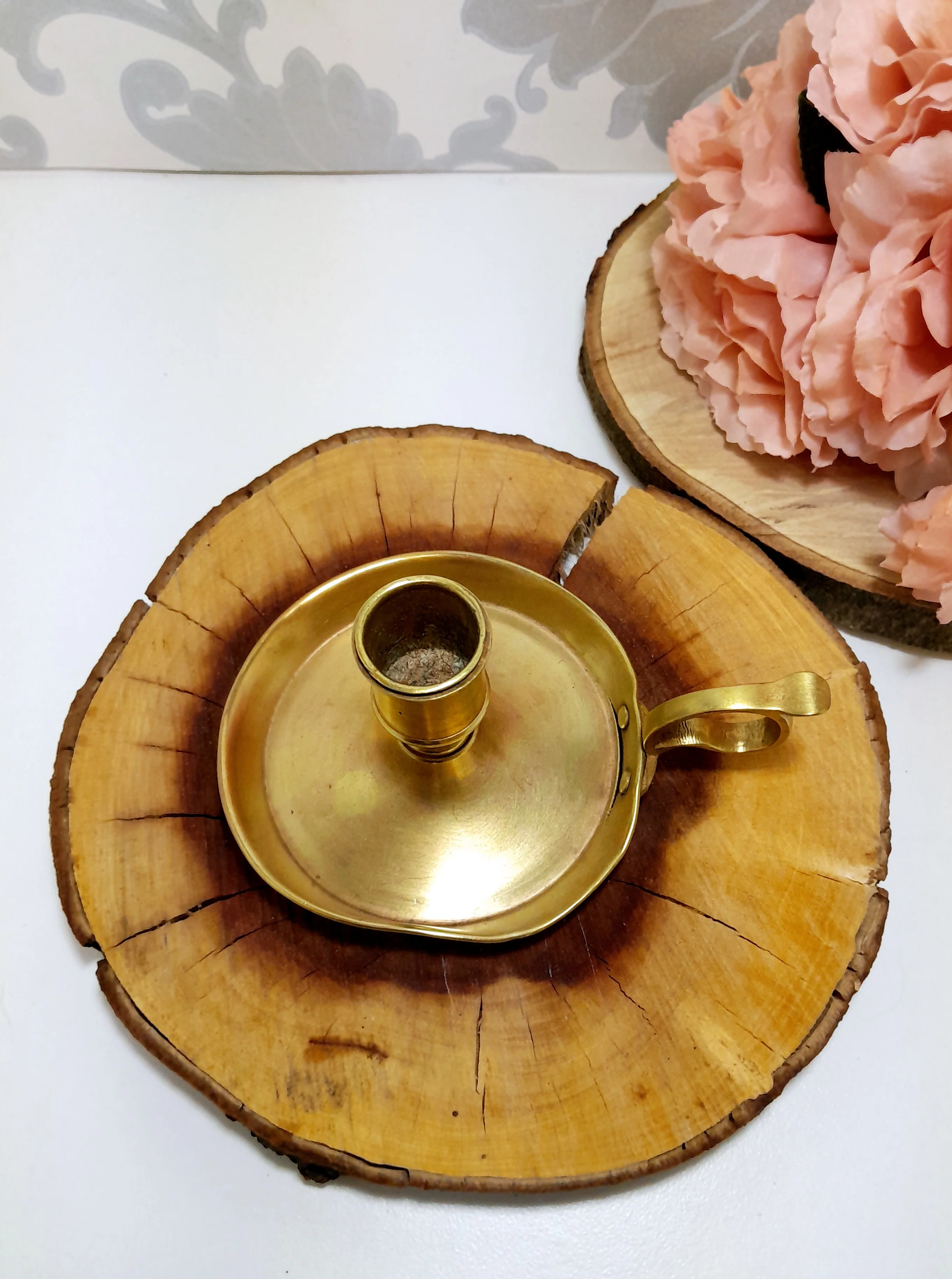 Vintage Solid Brass Single Candle Holder - Image 2