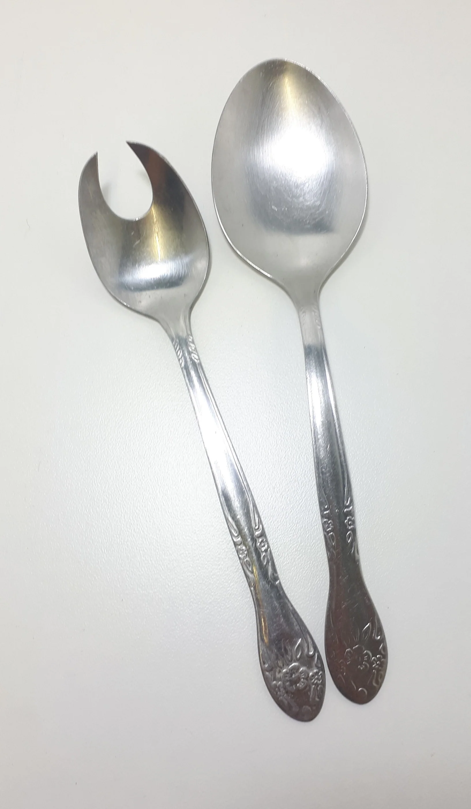 Vintage Stainless Steel Large Serving Spoon & Matching Salad Serving Fork - Image 2