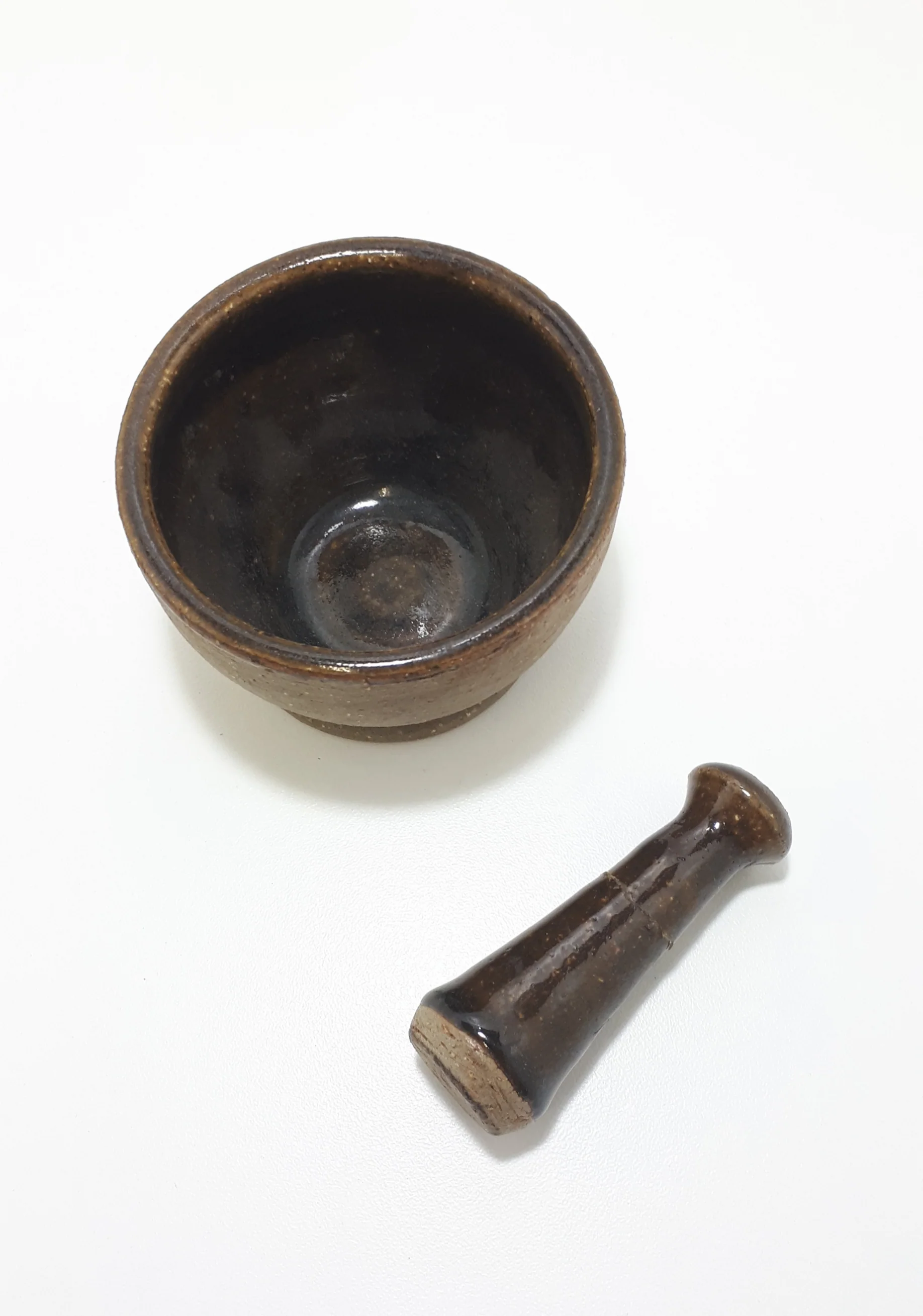 Vintage Stoneware (Ceramic) Bisque & Glazed Mortar & Pestle - Image 3
