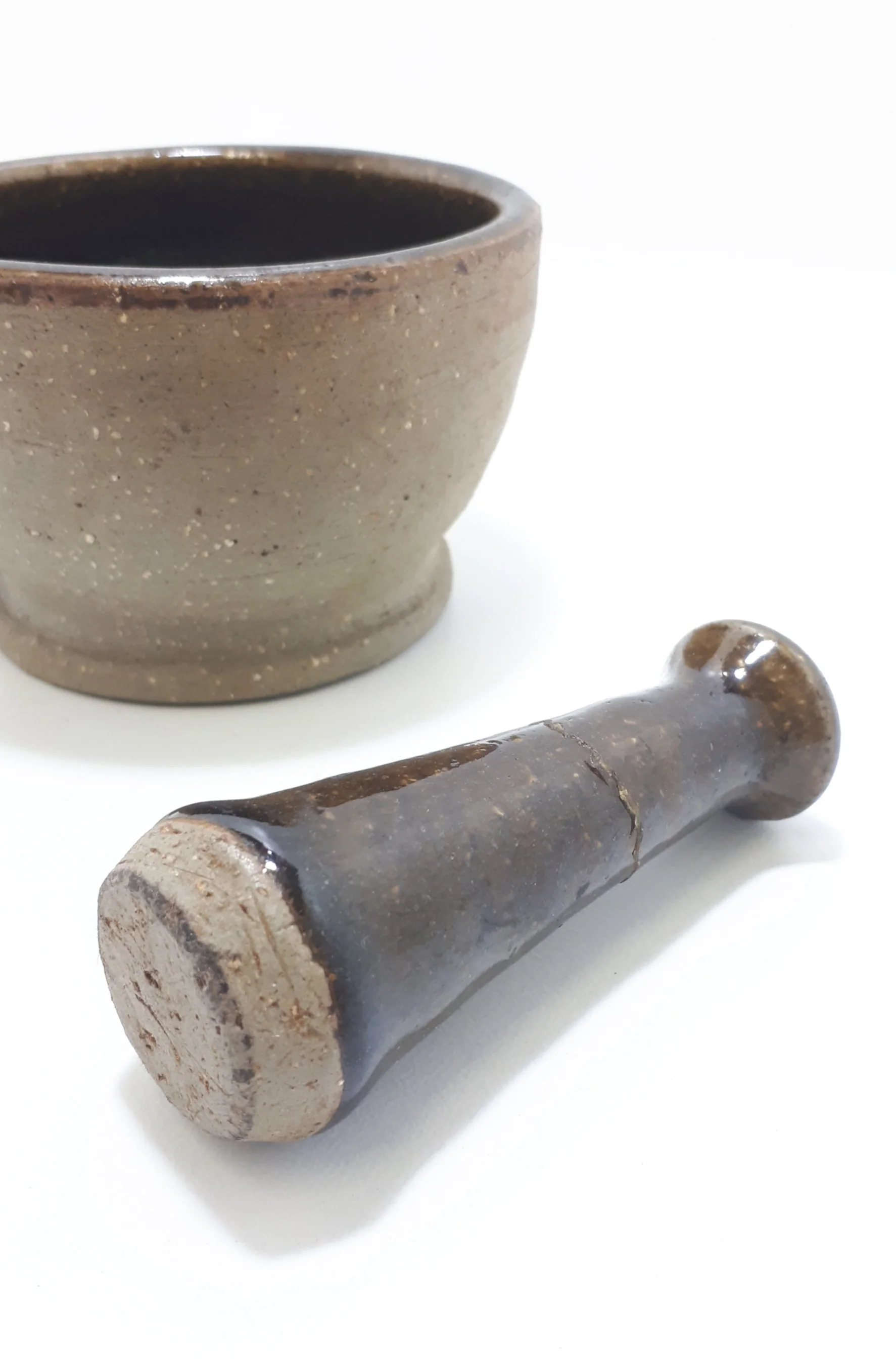 Vintage Stoneware (Ceramic) Bisque & Glazed Mortar & Pestle - Image 4