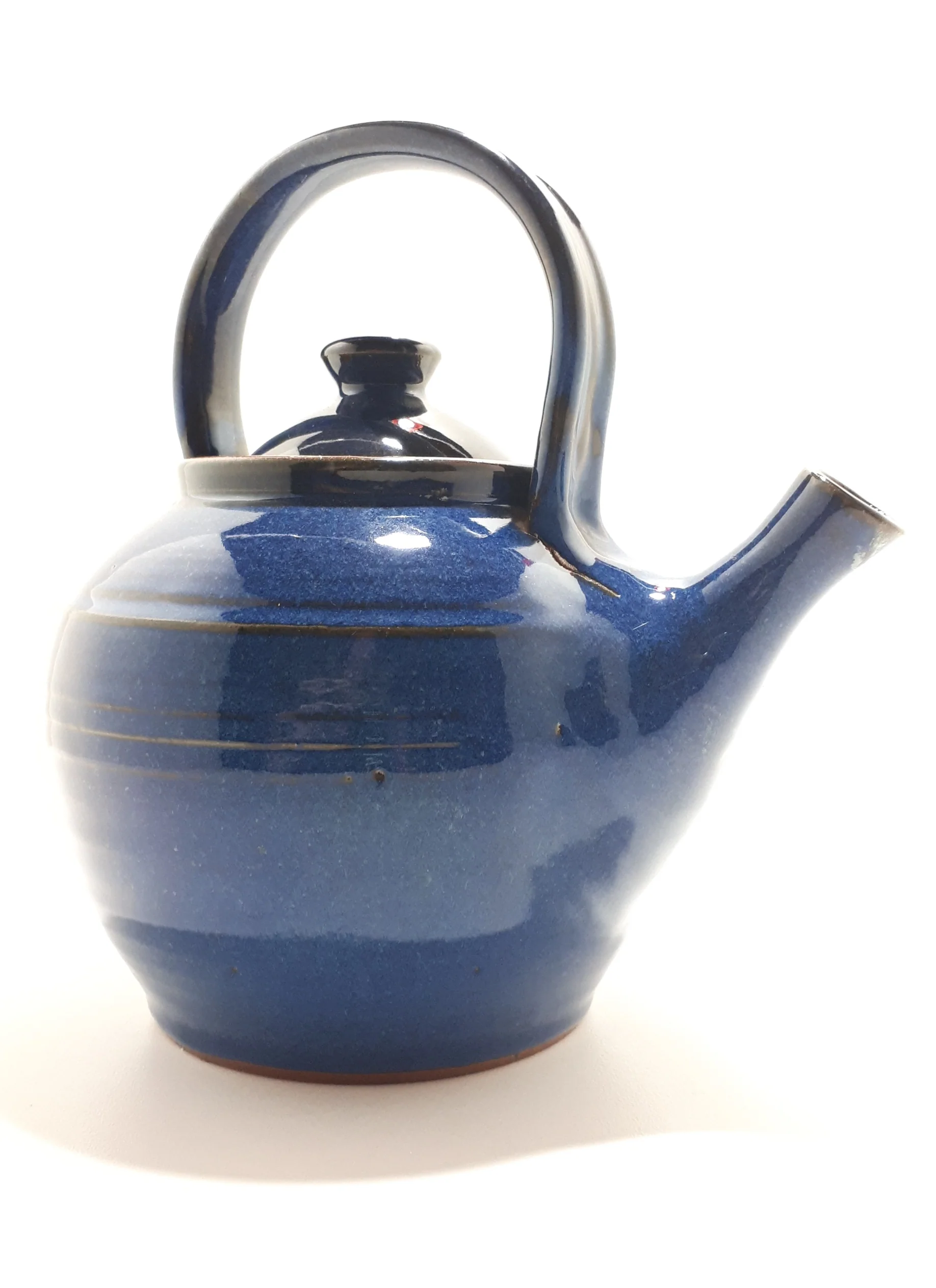 Vintage Studio Pottery Ceramic Cobalt Blue Glossy Glazed Tea Pot – Pristine Condition - Image 3