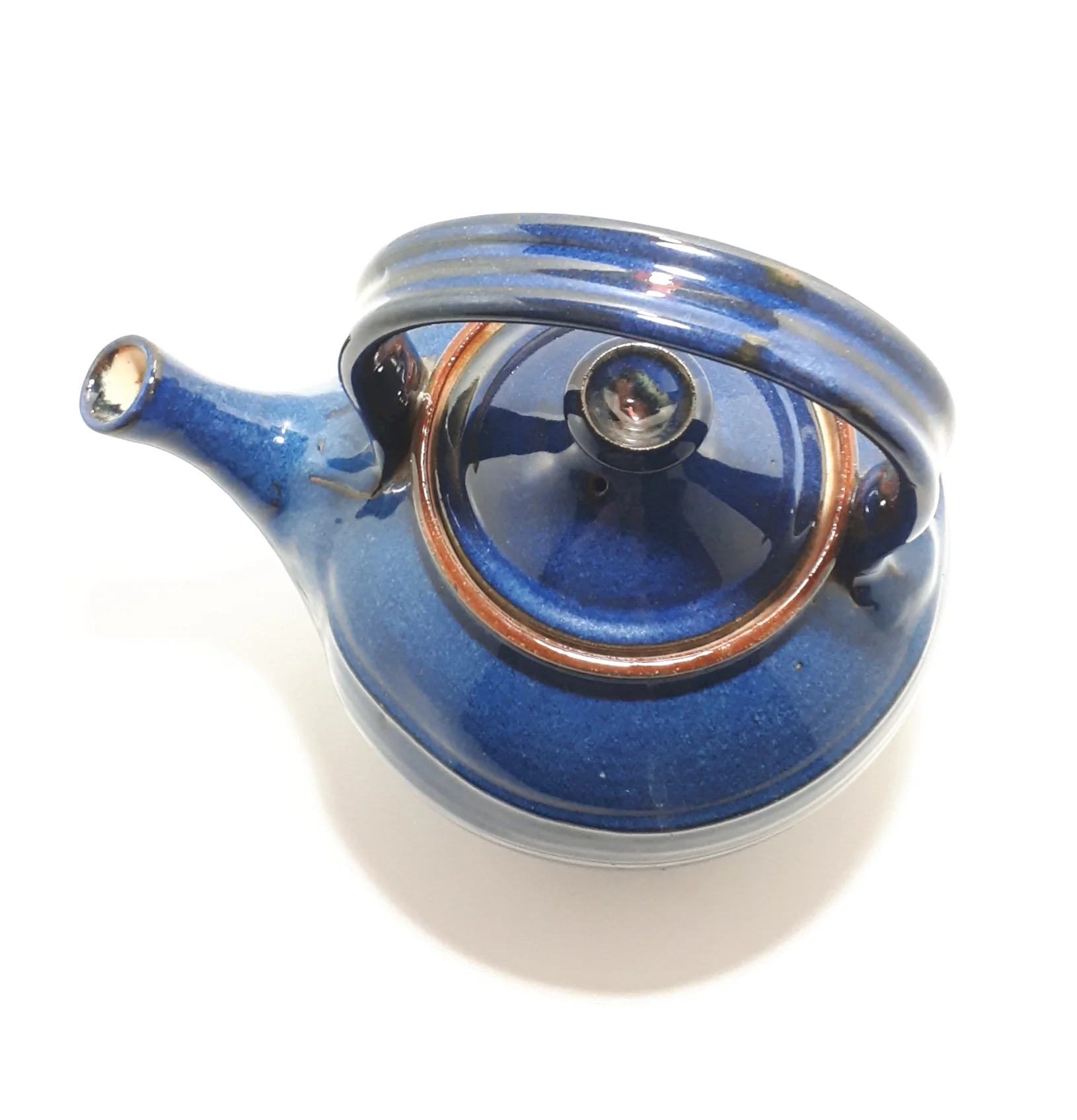 Vintage Studio Pottery Ceramic Cobalt Blue Glossy Glazed Tea Pot – Pristine Condition - Image 4