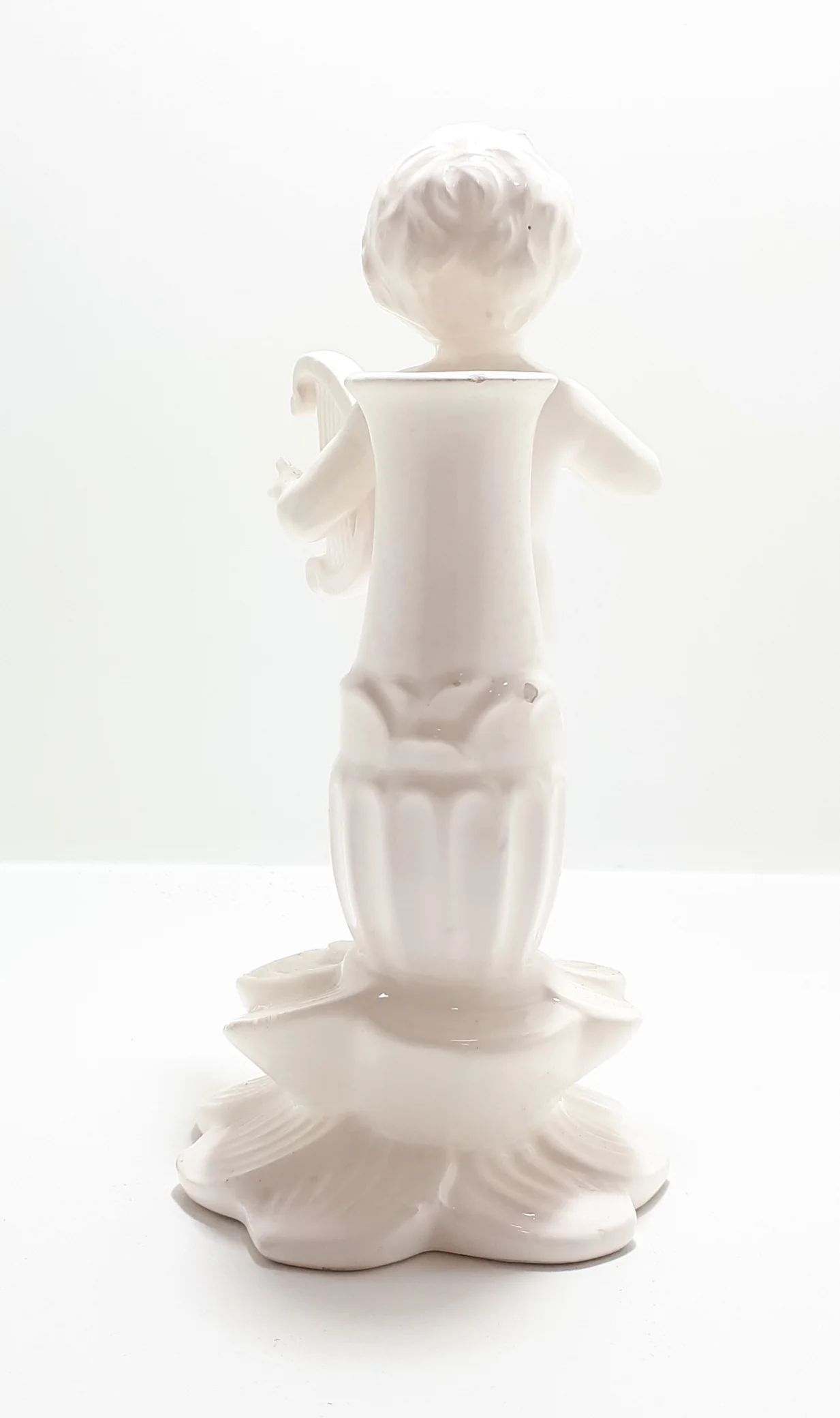 White Porcelain Glazed Fine Porcelain Cherub Bud Vase - Image 3