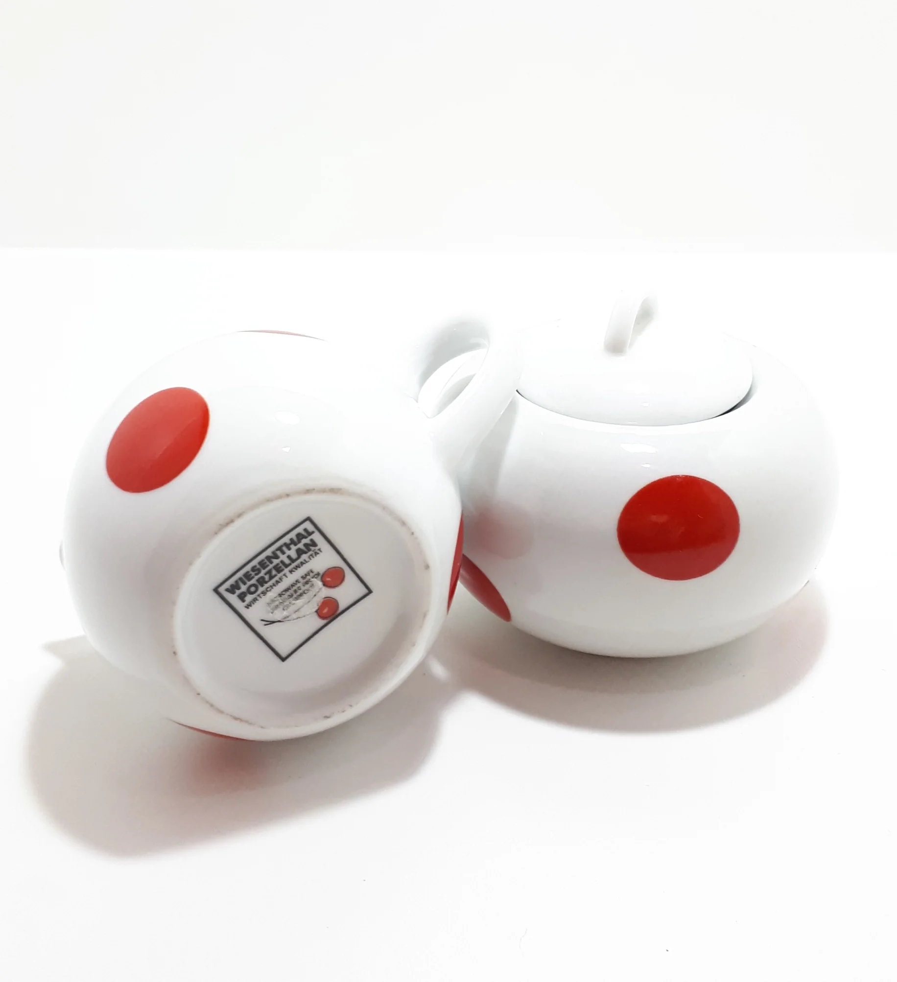 Wiesenthal Porzellan Wirtschaft Kwalitat Porcelain Polka Dot Creamer & Matching Lidded Sugar Bowl - Image 5